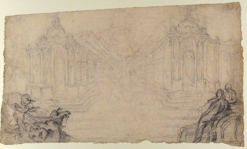 Design for a Festival Display of Fireworks (recto); Small Figures by a different hand (verso) MET 68.729.4