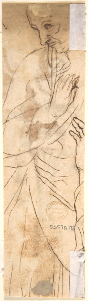 Design for A Female Term Carrying a Vase (recto); Sketch of Draped Male (verso) MET DP802658