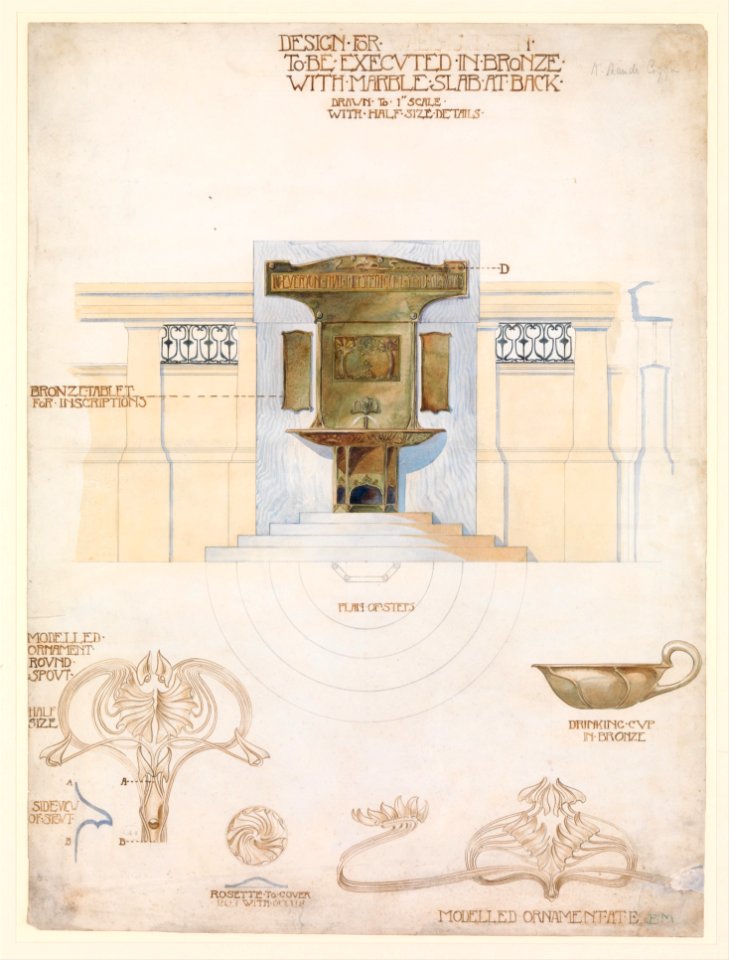 Design for a Fountain to be Executed in Bronze with a Marble Slab at the Back MET DP339400
