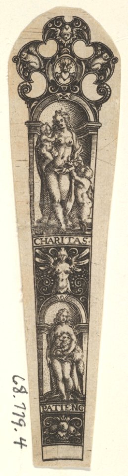 Design for a Knife Handle with Personifications of Charity and Patience MET DP837179