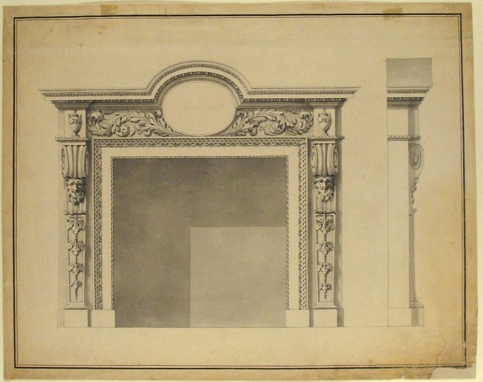 Design for a Fireplace with Frontal and Profile Views MET 62.635.202