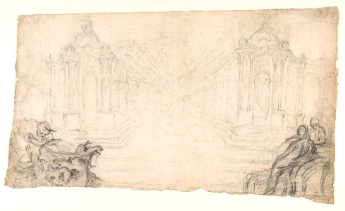 Design for a Festival Display of Fireworks (recto); Small Figures by a different hand (verso) MET DP811931