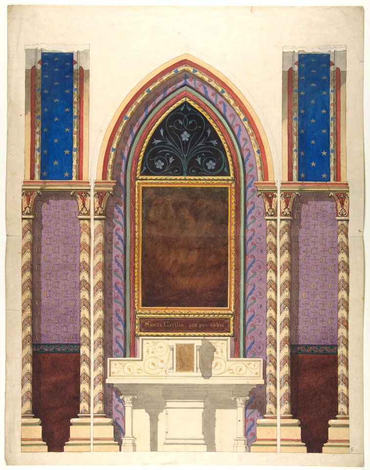 Elevation of a design for an altar and painted wall decoration MET DP811219