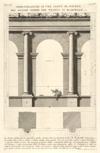 Elevation and plan of the second-order portico at the Theater of Marcellus (Teatro di Marcello), Rome, from the series 'Le Antichità Romane' MET DP831899