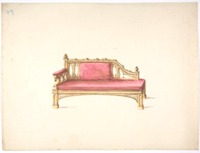 Design for a Gothic Style Sofa Upholstered in Red MET DP807189