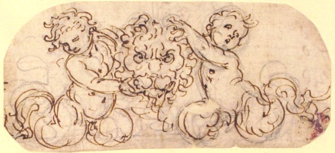 Design for a Lion's Head flanked by Satyrs MET 52.570.282