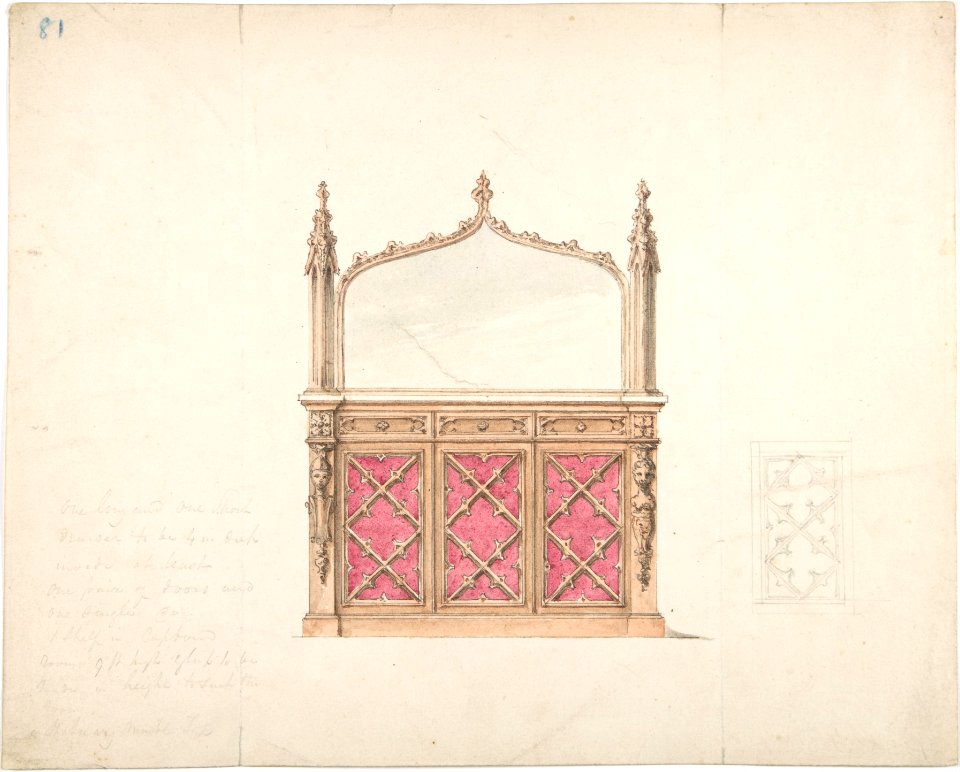 Design for a Gothic Style Mirrored Cabinet MET DP807270