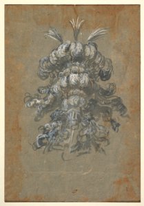 Design for a Lavish Headdress with Feathers on a Helmet (frontal view) MET DP824421