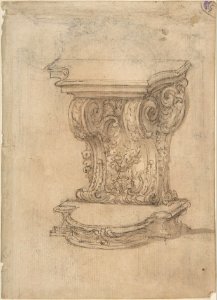 Design for a Lectern (recto); Design for a Cartouche (verso). MET DP809567. Free illustration for personal and commercial use.