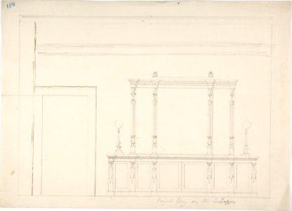 Design for a Large Mirrored Cabinet Adorned with Two Lamps MET DP807308