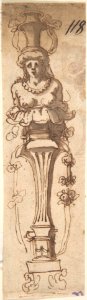 Design for A Female Term Carrying a Vase (recto); Sketch of Draped Male (verso) MET DP802657