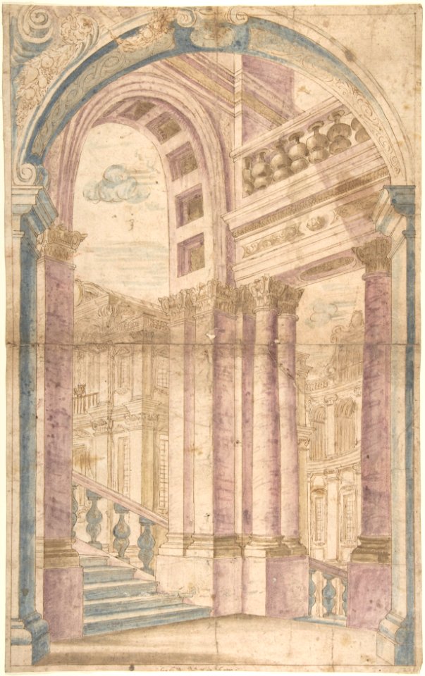 Design for a Painted Wall Decoration- Architectural Perspective Seen Through an Arch MET DP803622