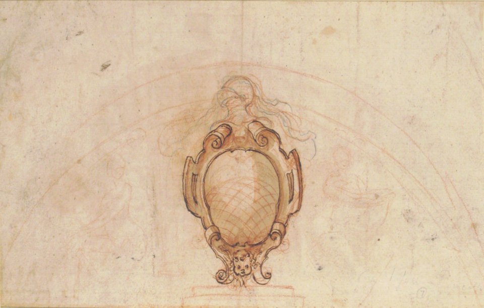 Design for a Lunette Decoration- Coat of Arms Flanked by Seated Allegorical Figures (recto and verso) MET 1975.131.20 VERSO