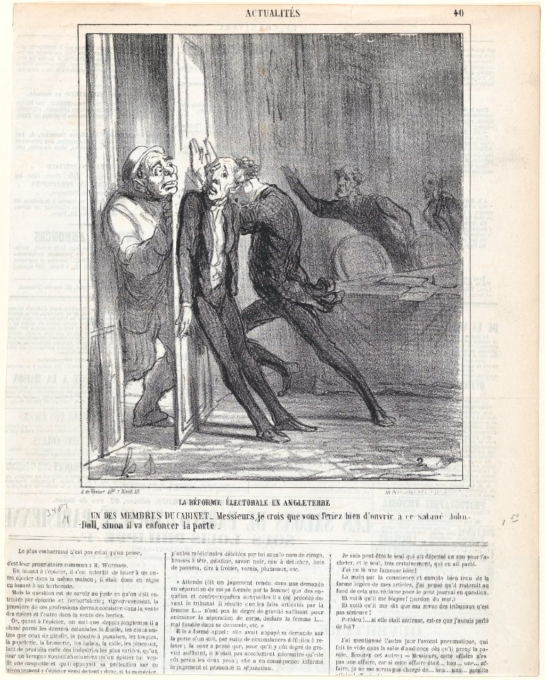 Election reform in England, from 'News of the day,' published in Le Charivari, February 26, 1866 MET DP877434