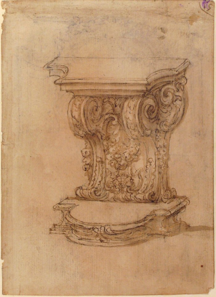 Design for a Lectern (recto); Design for a Cartouche (verso). MET 52.570.236 RECTO