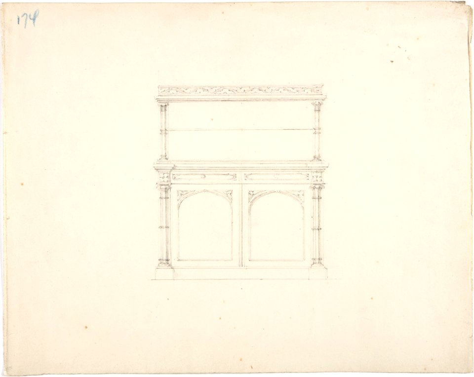 Design for a Gothic Style Mirrored Cabinet MET DP807271