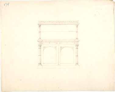 Design for a Gothic Style Mirrored Cabinet MET DP807271