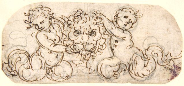 Design for a Lion's Head flanked by Satyrs MET DP809617