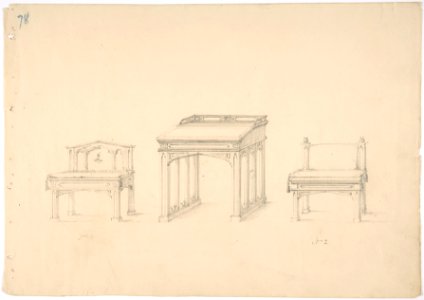 Design for a Gothic Desk and Two Low Chairs MET DP807208