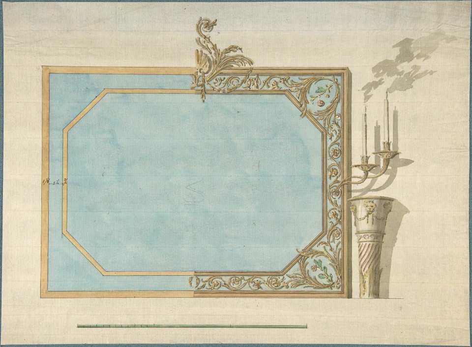 Design for a Oblong Mirror with Sconces MET DP806050