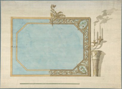 Design for a Oblong Mirror with Sconces MET DP806050