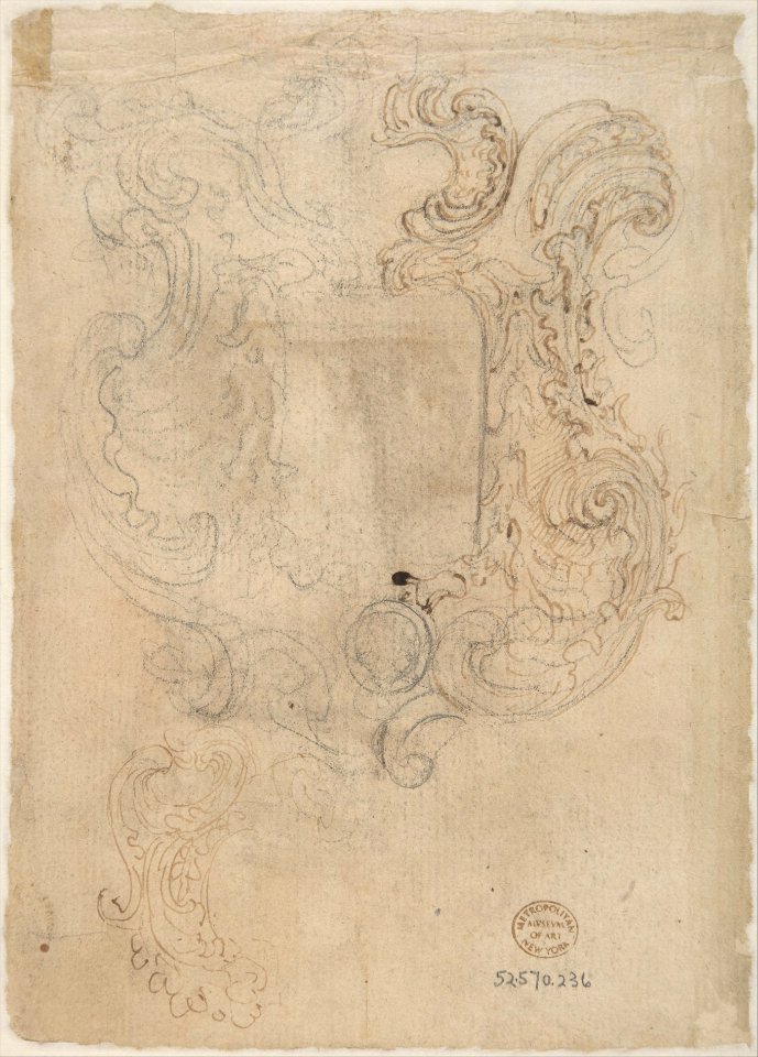 Design for a Lectern (recto); Design for a Cartouche (verso). MET DP809568