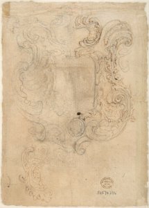 Design for a Lectern (recto); Design for a Cartouche (verso). MET DP809568. Free illustration for personal and commercial use.