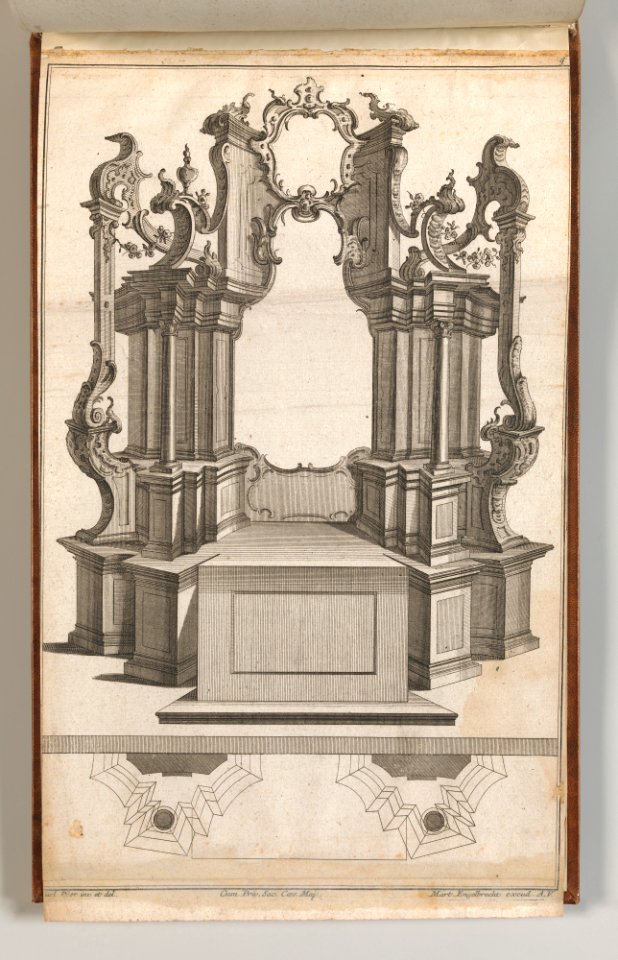 Design for a Monumental Altar, Plate 'q' from 'Unterschiedliche Neu Inventierte Altäre mit darzu gehörigen Profillen u. Grundrißen.' MET DP703686