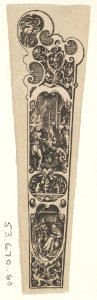 Design for a Knife Handle with a Couple Gathered Around a Fire at Bottom MET DP837253