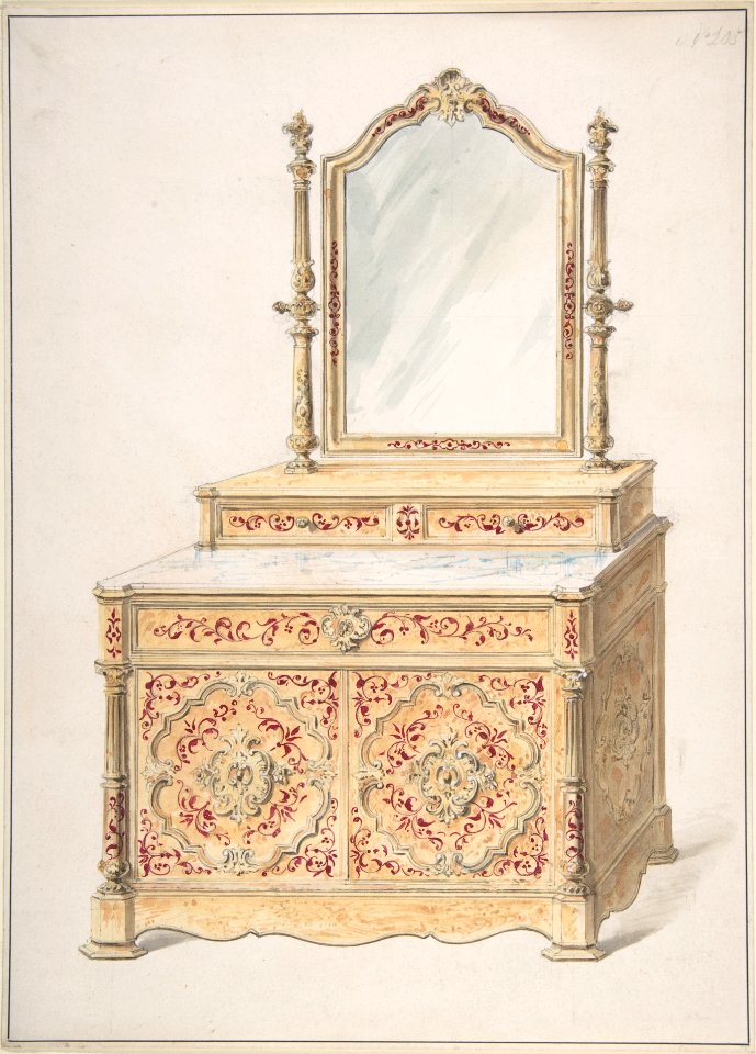 Design for a Marble-topped Cabinet and Mirror MET DP806647