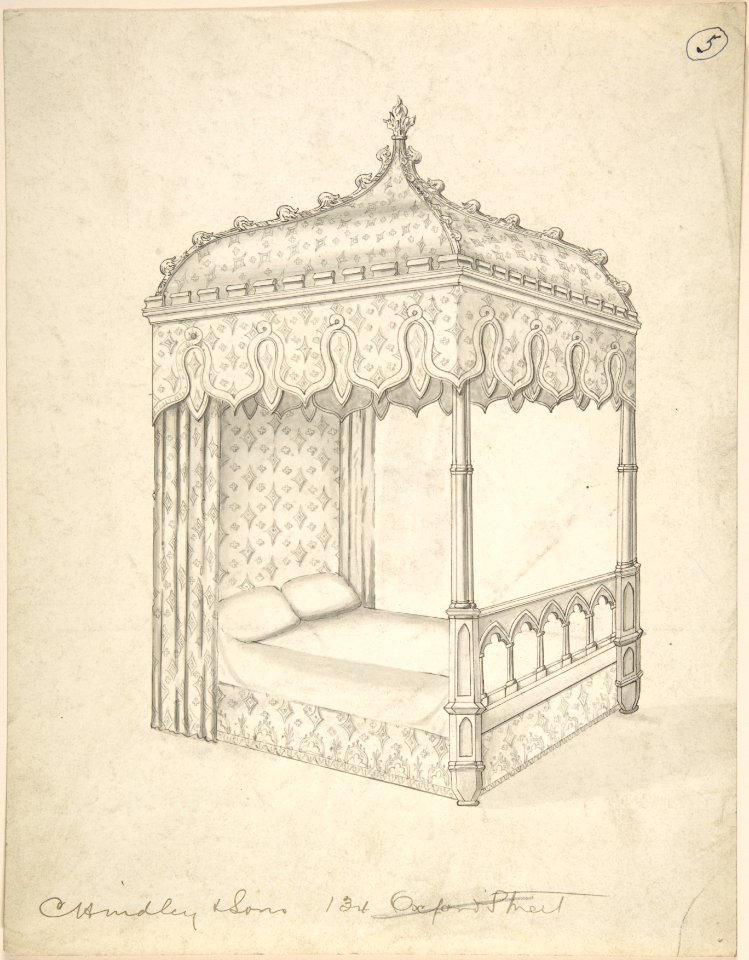 Design for a Gothic Bed with Canopy MET DP804463