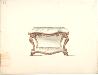 Design for a Marble Topped Table with a Marble Shelf MET DP807279