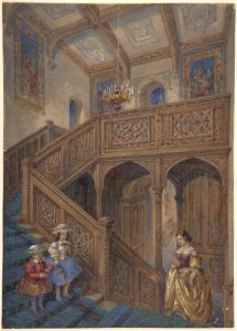 Design for a Jacobean-style Staircase (recto); Architectural Element Design (verso) MET DP801164