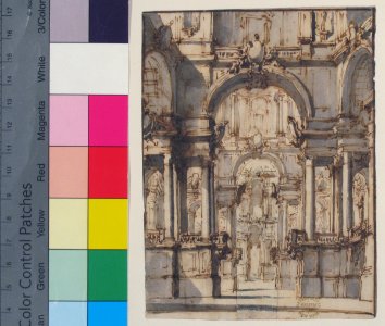Design for a Stage Set (recto); Fragmentary Sketch of a Stage Set in Elevation (verso) MET 80.3.627 RECTO