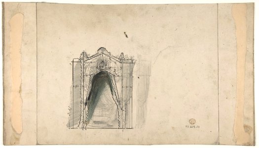 Design for a Stage Set at the Opéra, Paris (recto); Design for a doorway (verso) MET DP809824