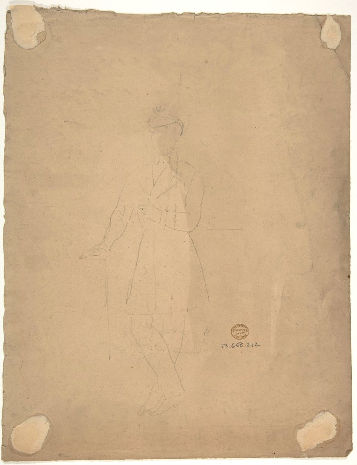Design for a Stage Set at the Opéra, Paris (recto); Man with Cane (verso) MET DP809813
