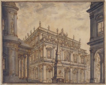 Design for a Stage Set- A Town Square with a Fountain. MET 80.3.644