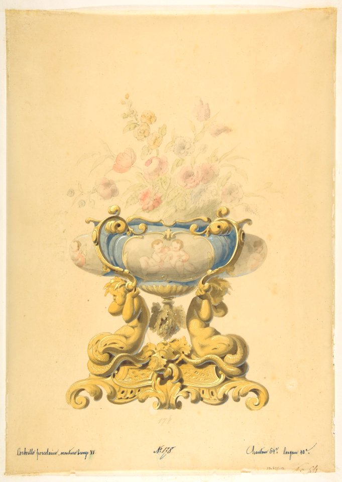Design for a Porcelain Flower Bowl with Bronze Mount MET DP812407