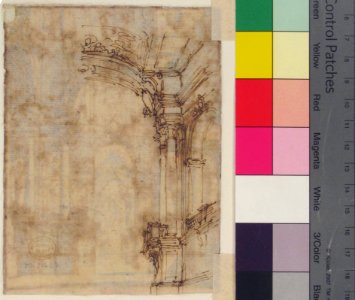 Design for a Stage Set (recto); Fragmentary Sketch of a Stage Set in Elevation (verso) MET 80.3.627 VERSO