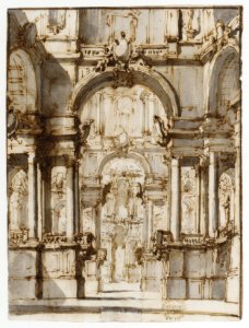 Design for a Stage Set (recto); Fragmentary Sketch of a Stage Set in Elevation (verso) MET DR245