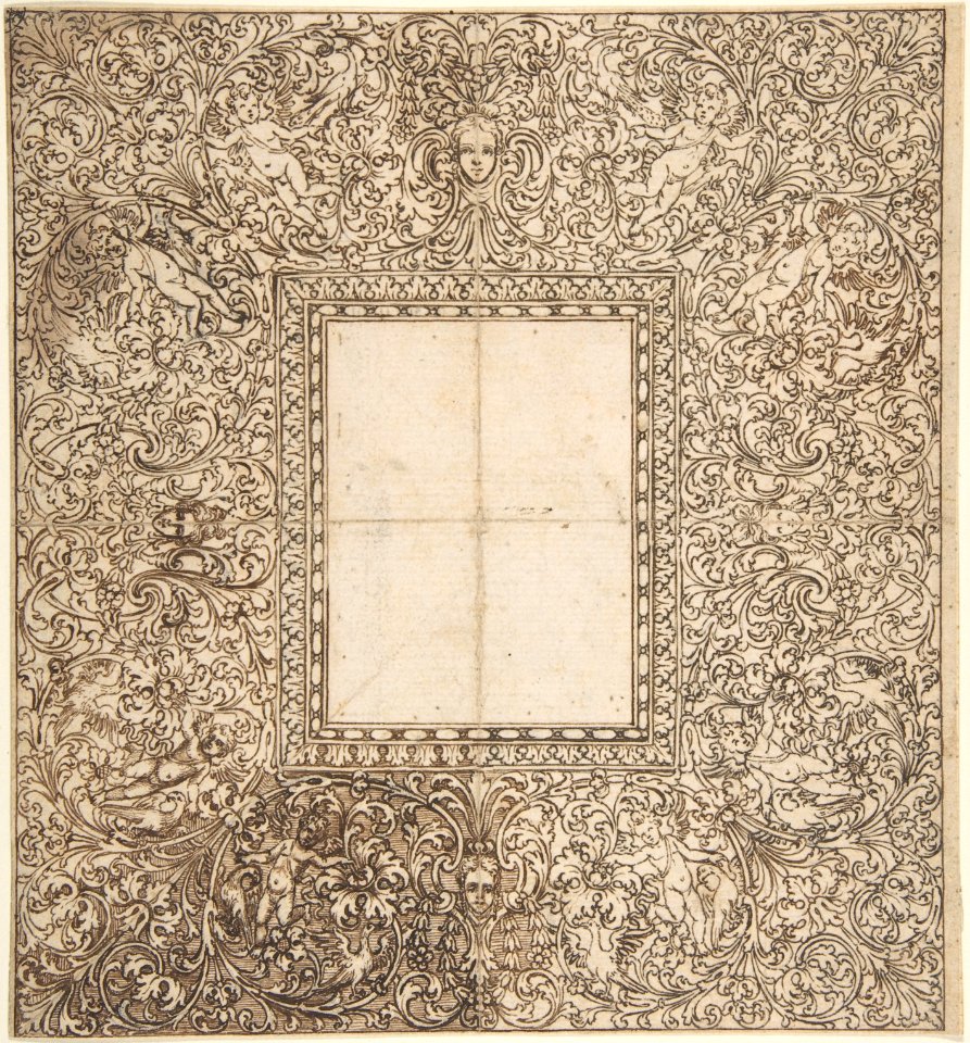 Design for a frame with foliates and putti MET DP803593