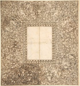 Design for a frame with foliates and putti MET DP803593