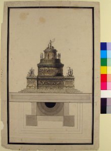 Elevation and Plan for a Round Mausoleum MET 66.565.1