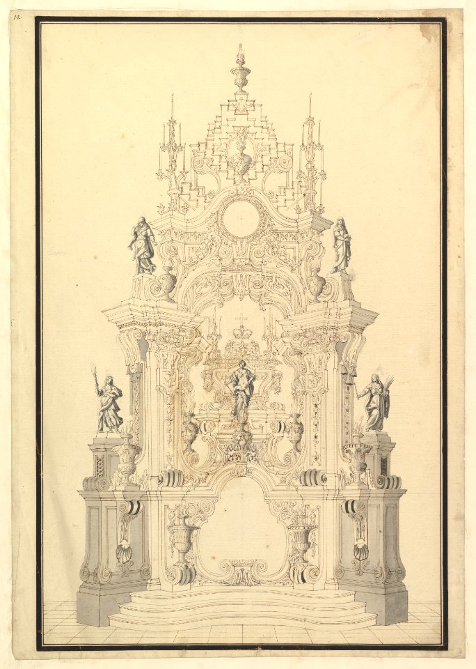 Elevation of a Catafalque with a royal Crown surmounting the Casket MET DP820093