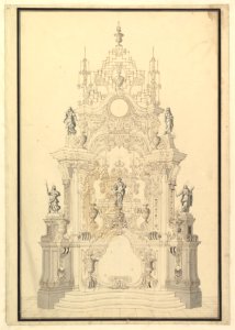 Elevation of a Catafalque with a royal Crown surmounting the Casket MET DP820093