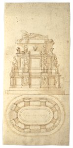 Design for a Freestanding Tomb Seen in Elevation and Plan MET DP123330