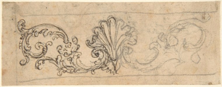 Design for a Frieze Decorated With a Palmette and Tendrils (recto); Two Designs for a Rosette (verso). MET DP809605