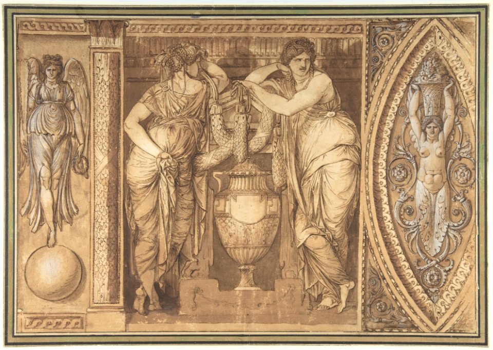 Design for a Frieze with Two Women Flanking an Urn MET DP801293