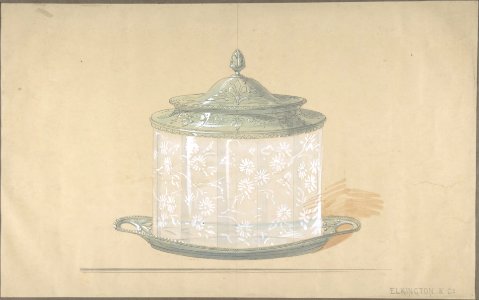 Design for a Glass Box with a Silver Base and Cover MET DP805643