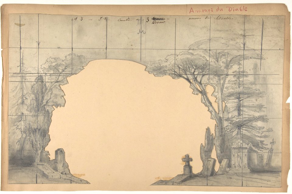 Design for a Stage Set at the Opéra, Paris- Cemetery MET DP810179
